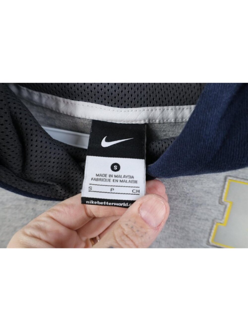 Nike Mens Small Reflective Block M University of Michigan Hoodie Sweatshirt Gray - Picture 11 of 16